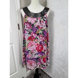 Argenti Floral Dress Sequin Neckline‎ Sleeveless Romantic Party Cocktail Size 8